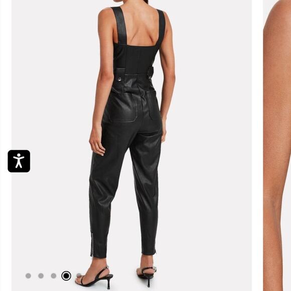 WEWOREWHAT Vegan Black Leather Moto Overalls - Picture 5 of 10